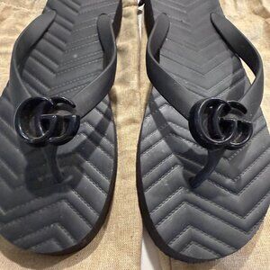 Gucci Black Pascar GG Platform Woman's Size 11 Flip Flops